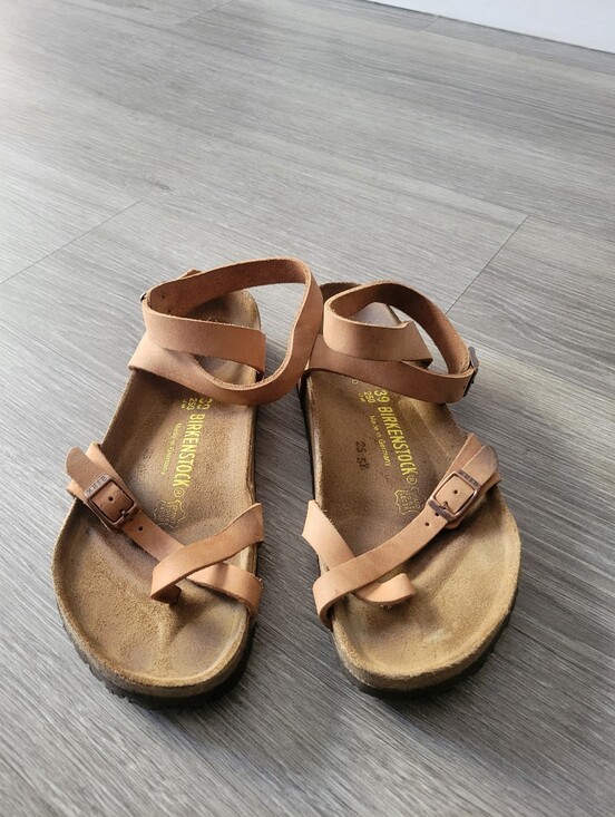 Birkenstock Shoes - Birkenstock The Yara Brown Unisex Leather Sandals Adjustable Ankle Strap 39